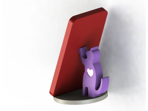 Design minimalista modular do suporte geom&eacute;trico do telefone do gato do cora&ccedil;&atilde;o Modelo de Impressão 3D