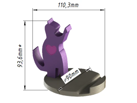 Design minimalista modular do suporte geom&eacute;trico do telefone do gato do cora&ccedil;&atilde;o Modelo de Impressão 3D