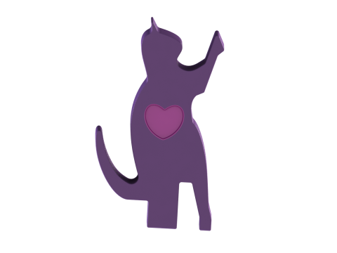 Geometric Heart Cat Phone Stand Modular Minimalist Design 3D Print Model