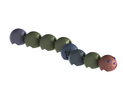 Jouet articul&eacute; flexible Caterpillar modulaire souriant Modèles 3D en vedette