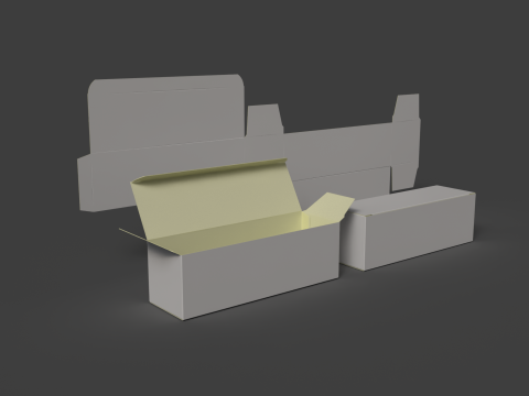 Cardboard box Opened and closed packaging as well as disassembled 3D Model
