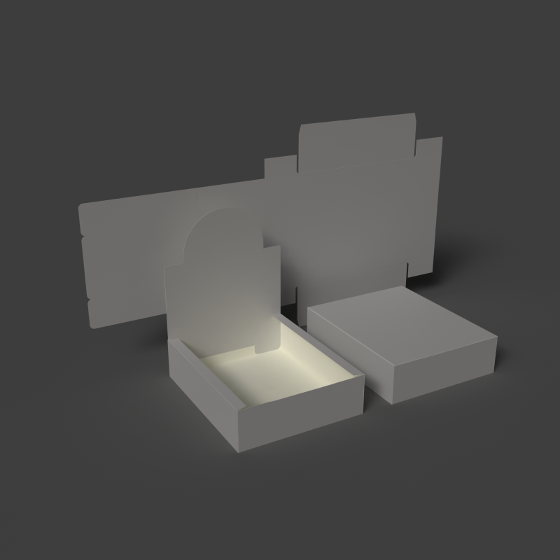 Een kartonnen bakje dat verandert in een displaydoos. De verpakking kan gesloten en gedemonteerd worden geopend 3D Model .c4d .max .obj .3ds .fbx .stl .blend
