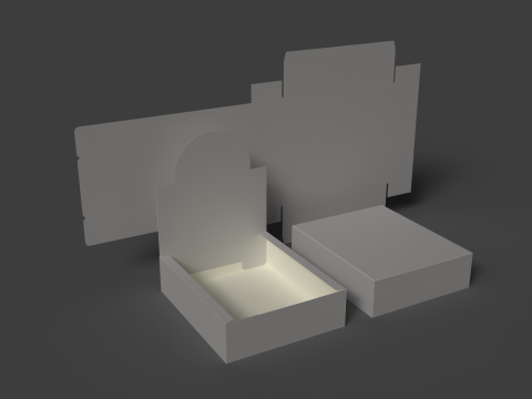 Un vassoio in cartone che si trasforma in espositore. La confezione è apribile e smontabile Modello 3D