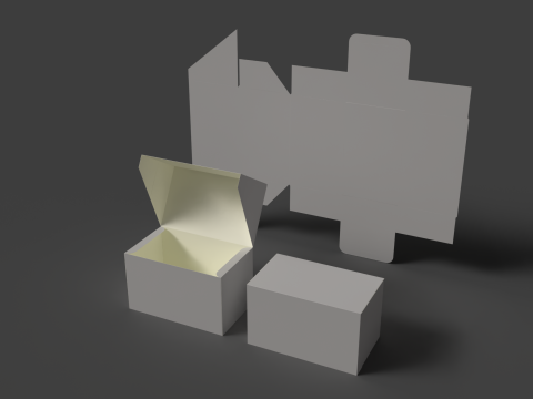 판지 트레이 개봉 및 분해된 포장 3D 모델