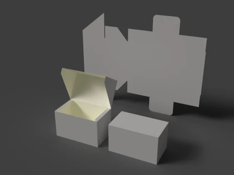 कार्डबोर्ड ट्रे खुली बंद और अलग की गई पैकेजिंग 3D मॉडल