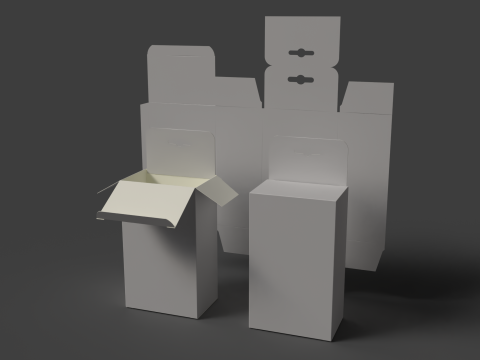 带欧式挂钩的纸板箱 包装可打开、关闭和拆卸 3D 模型