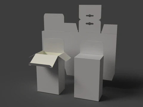 Pudełko kartonowe z eurozawieszką. Opakowanie można otworzyć i zdemontować Model 3D