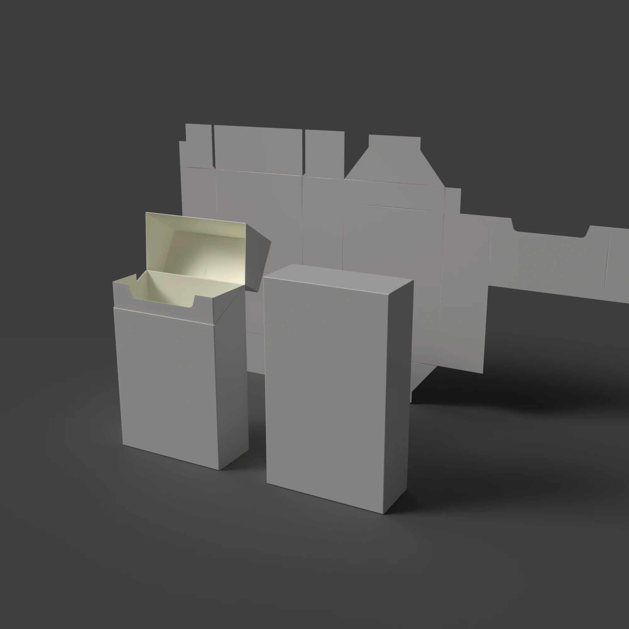 A cardboard cigarette pack The packaging is open closed and disassembled 3D Model .c4d .max .obj .3ds .fbx .stl .blend 