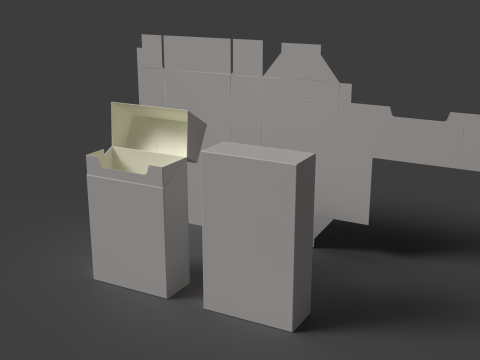 Bungkus rokok kardus Kemasannya dibuka tertutup lalu dibongkar Model 3D