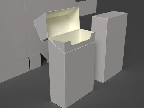 A cardboard cigarette pack The packaging is open closed and disassembled 3D Model