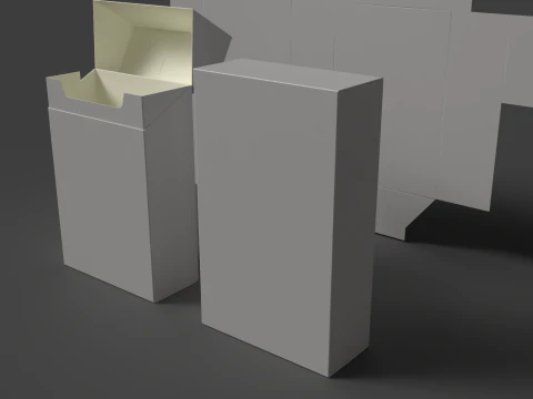 A cardboard cigarette pack The packaging is open closed and disassembled 3D Model