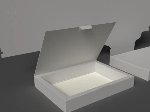 A cardboard tray with a wide rim and a lid The packaging can be opened closed and disassembled 3D Model