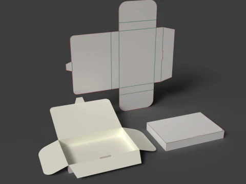 A cardboard folder with a flap Open closed and disassembled packaging 3D Model