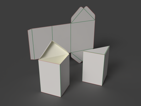 三角纸板棱镜盒 打开封闭拆解包装 3D 模型