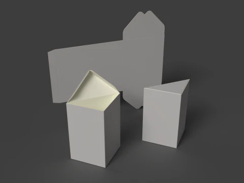Caja prisma de cart&oacute;n triangular Embalaje abierto cerrado y desmontado Modelo 3D
