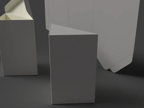 Caja prisma de cart&oacute;n triangular Embalaje abierto cerrado y desmontado Modelo 3D