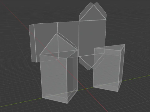 Caja prisma de cart&oacute;n triangular Embalaje abierto cerrado y desmontado Modelo 3D