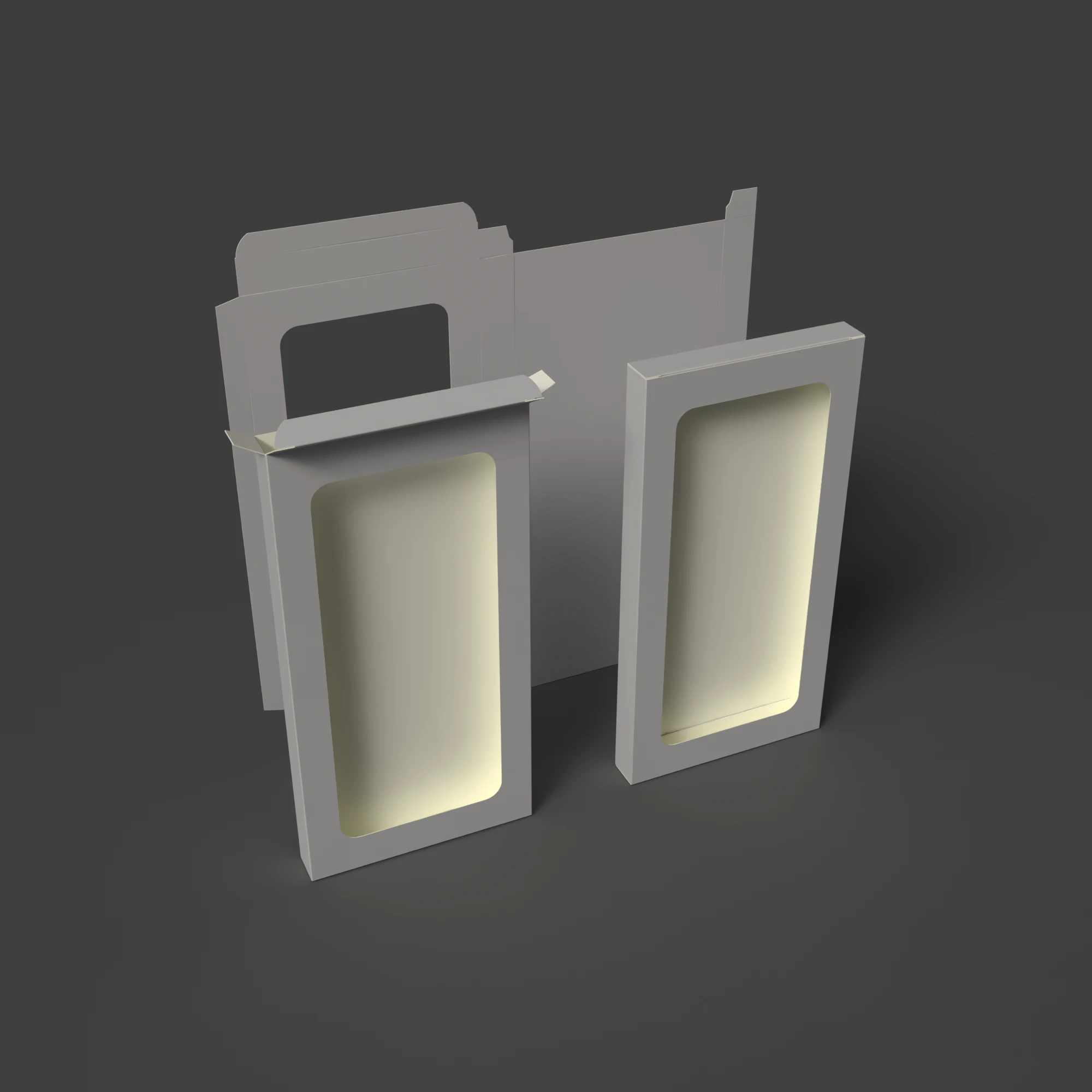 Cardboard box with window Open closed and disassembled packaging 3D Model .c4d .max .obj .3ds .fbx .stl .blend 