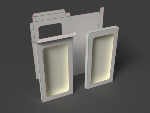 Cardboard box with window Open closed and disassembled packaging 3D Model