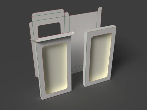 Cardboard box with window Open closed and disassembled packaging 3D Model