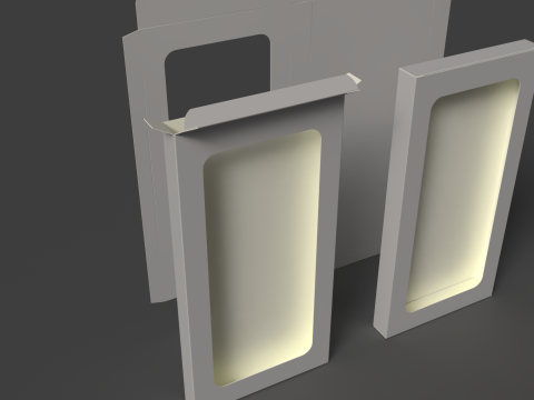 Cardboard box with window Open closed and disassembled packaging 3D Model