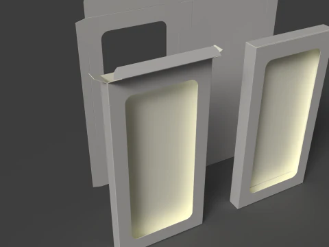 Cardboard box with window Open closed and disassembled packaging 3D Model