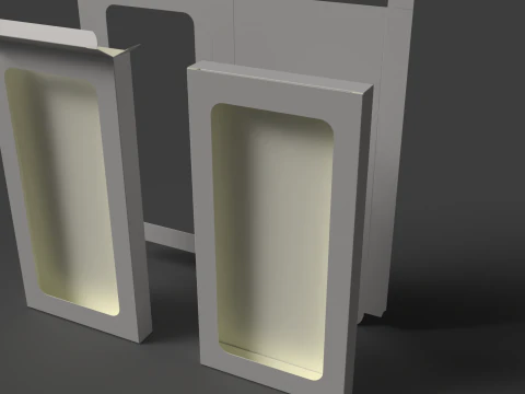 Cardboard box with window Open closed and disassembled packaging 3D Model