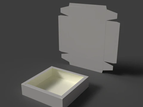 Клеєний квадратний лоток з картонним обідком Упаковка в зборі та розборці 3D Модель