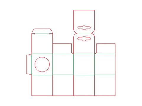 Cardboard box with a round window and euro-hanger Open closed and disassembled packaging 3D Model