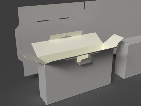 Cardboard box with zippers Open closed and disassembled packaging 3D Model