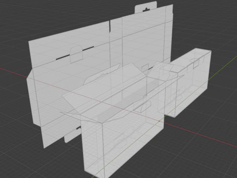 Cardboard box with zippers Open closed and disassembled packaging 3D Model