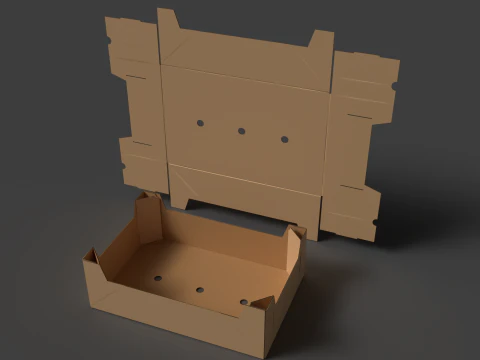 Vassoio in cartone ondulato Confezione assemblata e smontata Modello 3D