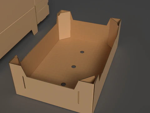 Corrugated cardboard tray Assembled and disassembled packaging 3D Model