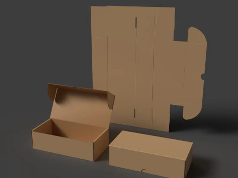 미세 골판지로 만든 뚜껑이 있는 자체 조립 트레이 3D 모델