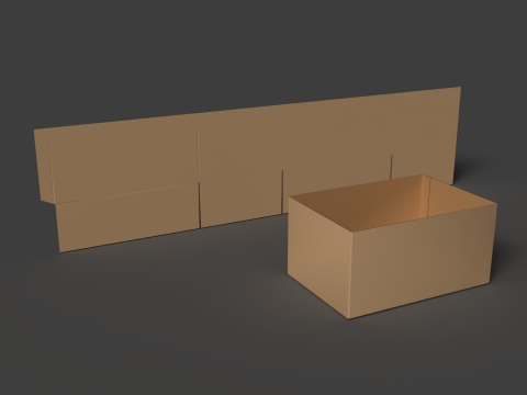 Golfkartonnen doos Geopende en gedemonteerde verpakking 3D Model