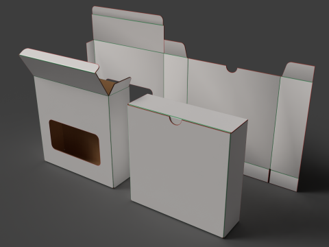 Microgolfkartonnen verpakking Open, gesloten en gedemonteerde verpakking 3D Model