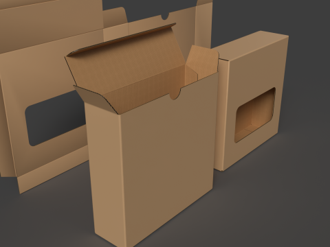 Microgolfkartonnen verpakking Open, gesloten en gedemonteerde verpakking 3D Model