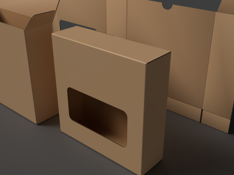 Microgolfkartonnen verpakking Open, gesloten en gedemonteerde verpakking 3D Model