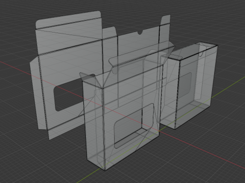 Microgolfkartonnen verpakking Open, gesloten en gedemonteerde verpakking 3D Model