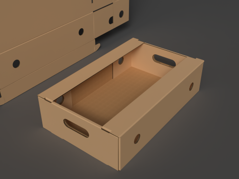 Self-assembling corrugated cardboard tray Assembled and disassembled packaging 3D Model