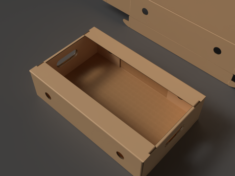 Self-assembling corrugated cardboard tray Assembled and disassembled packaging 3D Model