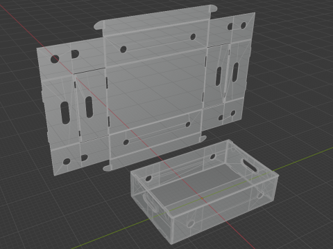 Self-assembling corrugated cardboard tray Assembled and disassembled packaging 3D Model