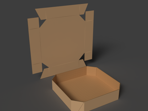 Лоток з гофрокартону восьмикутний. Упаковка в зборі та розборці 3D Модель