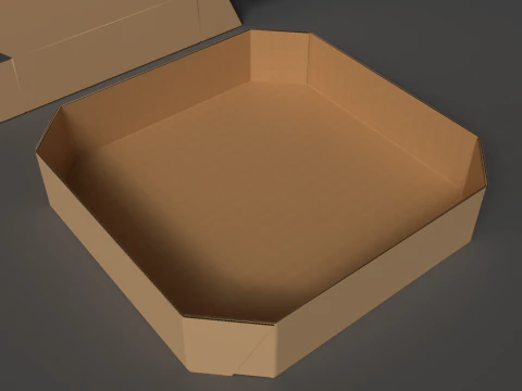Octagonal corrugated cardboard tray Assembled and disassembled packaging 3D Model