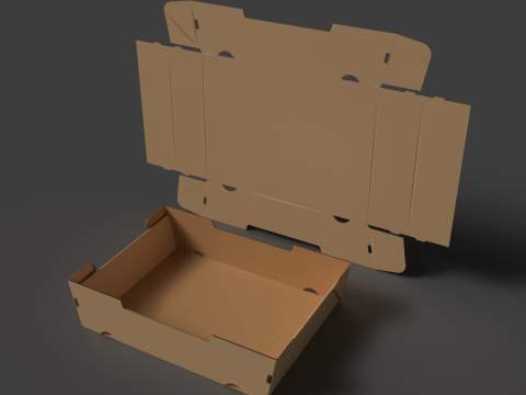 Лоток з гофрокартону конічний. Упаковка в зборі та розборці 3D Модель