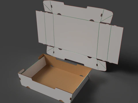 Conical corrugated cardboard tray Assembled and disassembled packaging 3D Model