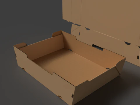 Conical corrugated cardboard tray Assembled and disassembled packaging 3D Model