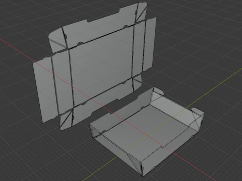 Conical corrugated cardboard tray Assembled and disassembled packaging 3D Model