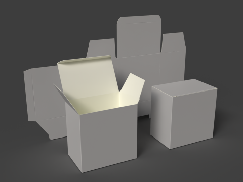 Картонна коробка з дном «ластівчин хвіст» Відкрита закрита та розібрана упаковка 3D Модель