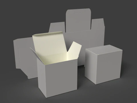 Una scatola di cartone con fondo a coda di rondine Imballaggio aperto chiuso e smontato Modello 3D